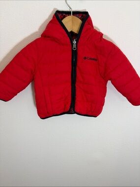 Columbia Red Reversible Hooded Puffer Jacket